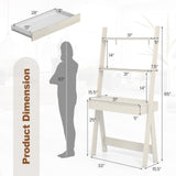 Tangkula Ladder Desk with Countertop & Drawer, Freestanding 2-Tier Ladder Shelf Desk