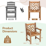 Tangkula Teak Wood Patio Dining Chair
