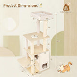 Tangkula Tall Cat Tree 63 Inch Multi-Level Wood Cat Tower