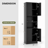 Tangkula 75" Tall Bathroom Storage Cabinet, Bathroom Floor Cabinet with 4 Doors & 2 Open Shelves