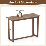 Tangkula 59 Inch Outdoor Bar Table Teak Wood Rectangle Patio Bar Height Pub Table with Slatted Top