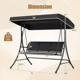 Tangkula 3 Person Porch Swing | Patio Swing with Adjustable Canopy