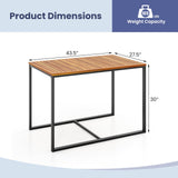 Tangkula Acacia Wood Patio Dining Table with Metal Frame