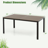 Tangkula Outdoor Rectangle Dining Table, 59” x 35” Large Outside Table with Metal Legs