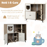 Tangkula Cat Litter Box Enclosure, 5-in-1 Enlarged Hidden Litter Box Furniture with Cat Condo
