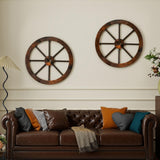Tangkula 24 Inch Set of 2/4 Decorative Wooden Wagon Wheel Carbonized Solid Fir Wood