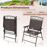 Tangkula Portable Folding Outdoor Dining Chairs with Armrests and Metal Frame