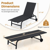 Tangkula Lounge Chair Outdoor 6-Position Recliner Metal Frame  Breathable Fabric (1/2)
