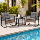Tangkula 3-Piece Outdoor Rocking Chair Set for Garden