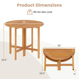 Tangkula 36 Inches Outdoor Folding Round Dining Table
