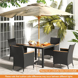 Tangkula 5 Pieces Patio Dining Table Set for 4 Seat Cushions & Acacia Wood Tabletop