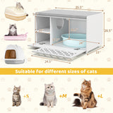 Tangkula Cat Litter Box Enclosure, Hidden Litter Box with Removable Cushion & Flip-Down Opening