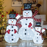 Tangkula 3-Piece Pre-Lit 3D Snowman Set with 270 LED Lights