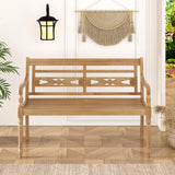 Tangkula Outdoor Bench, 2-Person Garden Bench with Wide Backrest and Curved Armrests