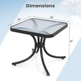 Outdoor Bistro Table, 20 Inches Patio Side Table with Tempered Glass