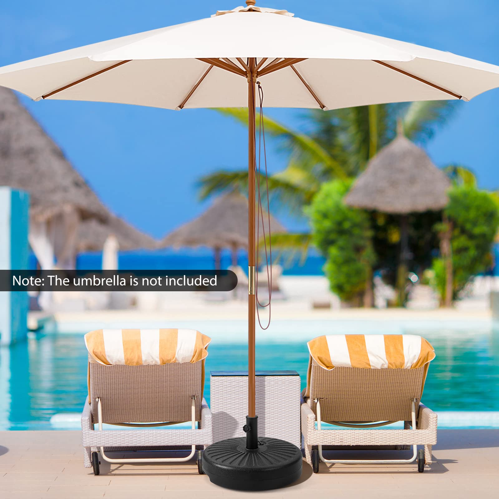 75 pound patio umbrella stand Tangkula Fillable Umbrella Base, 75 lbs Water & Sand Filled Heavy Duty 20 Inch Round Patio Outdoor Umbrella Weights, Umbrella Stand for Umbrella