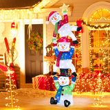 Tangkula 6 FT Lighted Christmas Stacked Snowman Set, Light-up Christmas Decoration with 155 LED Lights