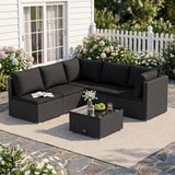 Tangkula 6 Pieces Patio Wicker Furniture Set for Backyard Garden