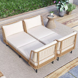 Tangkula Patio Rattan Daybed with Seat & Back Cushions
