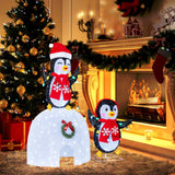 Tangkula Lighted Christmas Penguins & Igloo Decorations