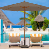 Tangkula 10FT Patio Umbrella, Outdoor Table Market Umbrella w/8 Wooden Ribs