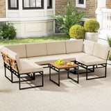 Tangkula 6 Piece Metal Conversation Set w/Cushions & Bungee Rope Seat