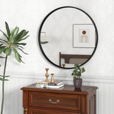 Tangkula Black Circle Bathroom Mirror 24", Round Wall Mirror w/Explosion-Proof Film, Steel Frame
