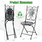 Tangkula Set of 2 Mosaic Foldable Outdoor Patio Chairs w/ Elegant Backrest