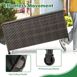 Tangkula Tightly-Woven Rattan Deck Box, Patiojoy Storage Cabinet Container with Polyester Liner, 85 Gallon Indoor Outdoor Storage Bo