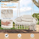 Tangkula 2-Person Hanging Hammock Chair, Boho Style Macrame Hammock Swing with Soft Cushions
