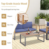 Tangkula 4 Piece Patio Chair Set, Acacia Wood Chair Set