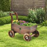 Tangkula Wooden Wagon Planter Box for Patio