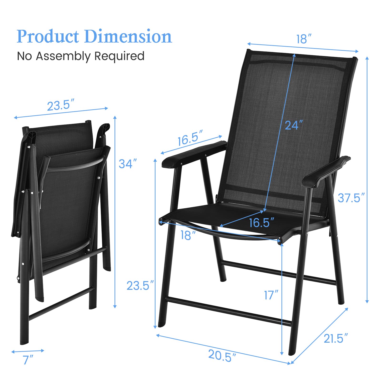 Set of 2 Patio Folding Chairs - Tangkula