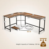 Tangkula L-Shaped Office Desk, L Shaped Corner Desk with Power Outlets, USB Ports