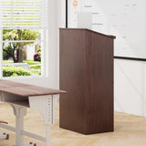 Tangkula Floor Standing Podium, Wooden Speaking Lectern with Adjustable Shelf