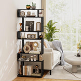 Tangkula 6-Tier S Shaped Bookcase 64" Tall Modern Geometric Bookshelf