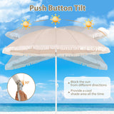 Tangkula 7FT Beach Umbrella with Fringe & Sand Anchor