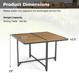 Tangkula 43.5" Square Indoor Outdoor Dining Table