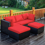 Tangkula 5 Piece Patio Furniture Set, Outdoor Sectional Rattan Sofa Set
