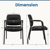 Tangkula Waiting Room Guest Chairs, Upholstered PU Leather Conference Room Chairs with Integrated Armrests, Black