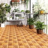 Tangkula 27 PCS Acacia Wood Interlocking Patio Deck Tiles, 12" x 12" Water-Resistant Indoor Outdoor Flooring