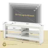 Tangkula 55''L Corner TV Stand with Power Outlet, TV Console Table with 4 Open Storage Shelves
