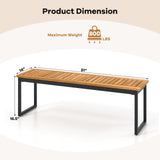 Tangkula Patio Dining Bench, 2-3-person Backless Bench with Slatted Seat & Metal Legs, Indoor Outdoor Bench for Entryway