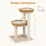 Tangkula 30 Inch Small Cat Tower with 2 Rattan Cat Baskets