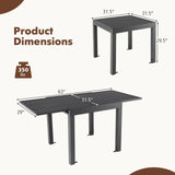 Tangkula Extendable Outdoor Dining Table, 31.5-63 Inches Patio Dining Table w/All-Weather Aluminum Frame