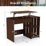 Tangkula Lift Top Computer Desk, Small Standing Laptop Desk with 2 Hidden Compartments & 2 Open Storage Shelves