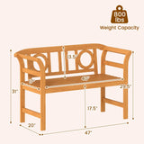 Tangkula Acacia Wood Outdoor Bench with Backrest