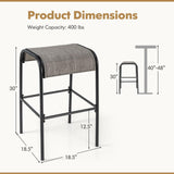 Tangkula Outdoor Bar Stools Set of 2/4, 30" Bar Height Bistro Stools with Breathable Fabric Seat & Heavy-Duty Metal Frame