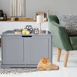 Tangkula Litter Box Enclosure, Cat Litter Box Furniture Hidden, Nightstand Pet House with Double Doors