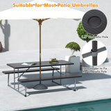 Tangkula 6 Ft Folding Picnic Table, Outdoor Picnic Table with 2 Built-in Benches, Umbrella Hole